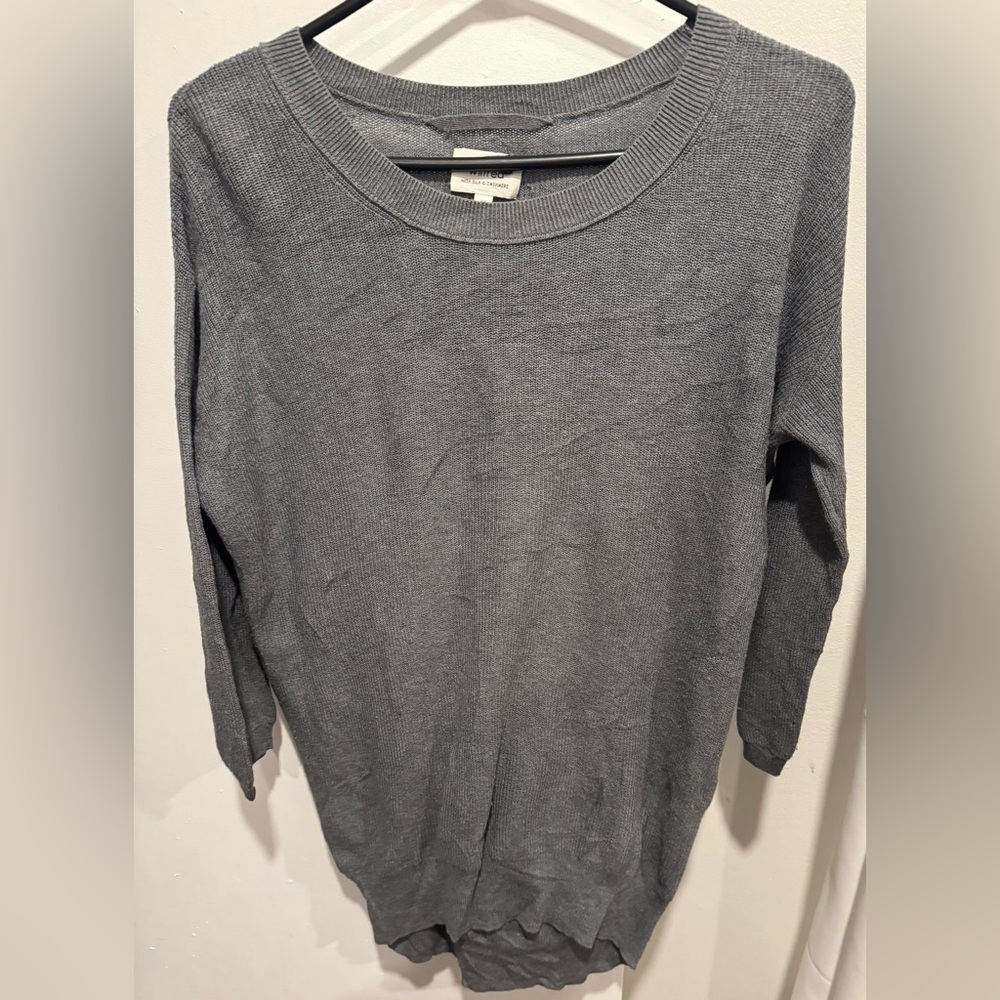 Wilfred Aritzia silk cashmere cotton gray pullover party office street chic XS